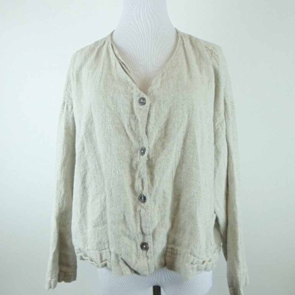 BRYN WALKER beige linen JACKET TOP M